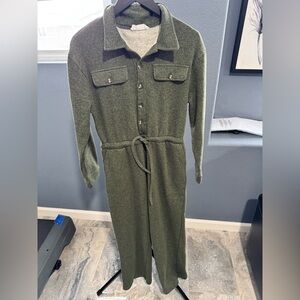 Double Zero Forest Green Button-Up Jumpsuit